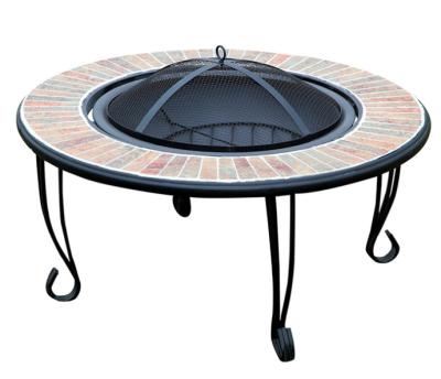 China Outdoor Garden BBQ Mosaic Fire Pit Table Diameter 85cm for sale