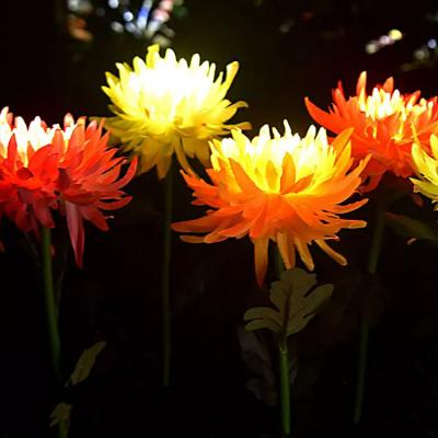 China Warm Yellow LANDSCAPE Chrysanthemum Garden Lights Outdoor Decoration Light Solar Lamps for sale