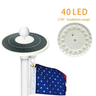 China Hot Selling Solar Outdoor Solar Flag Pole Disc Garden Flag Pole Top Light with 40 LEDs 600lm for sale