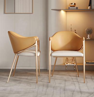 China MODERN Home Furniture Note Dining Chair Gold Stainless Steel Faux Leather Upholstered Modern Dining Chair for sale