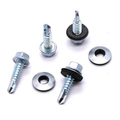 China CONSTRUCTION Metal Galvanized 1022A Carbon Steel Hex Head Self Drilling Screw Covering Rubber Seal Screw Teak Tapping Screw for sale