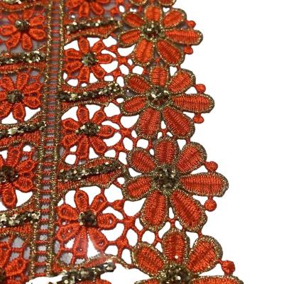 China Sustainable Gold Vintage Many Design Embroidered Pattern Glitter Nigeria Venice Lace Trim Crochet Tie Swiss Diy Lace Fabric for sale