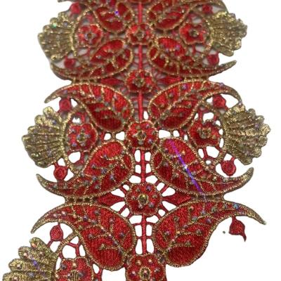 China Wholesale Viable 12cm Wide High Quantity Rhinestone Lace Trim For Wedding Dress Decoration for sale