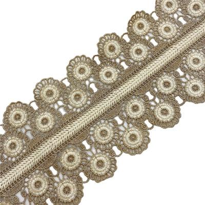 China Africa Sustainable Rhinestone Lace Trim Ribbon Embroidery Floral Wedding Dress For Set for sale