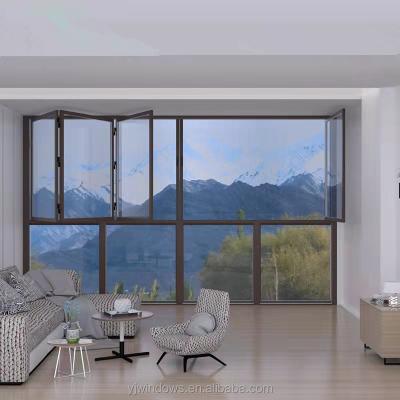 China Modern Simple Aluminum Vertical Folding Window Accordion Sliding Glass Windows for sale