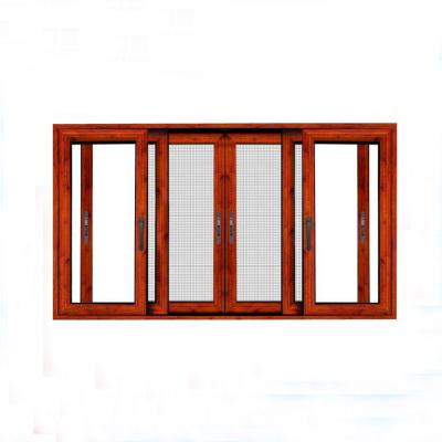 Китай Latest Retro Red Screen Design Folding Aluminum Sliding Window For Balcony Wood Retro Sliding Door продается