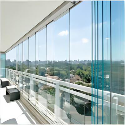 China Waterproof Modern Frameless Glass Bifold Door Interior Partition Door Folding System for sale