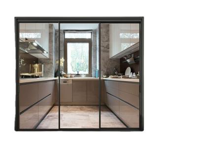 China Sound Proof Modern Design Aluminum Sliding Doors Double Tempering Glass Door Customized Sliding Door for sale