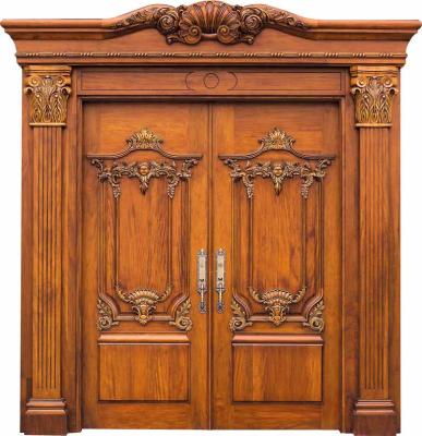 China Modern Solid Wood Carving Main Door Wooden Door Design Double Entry Wooden Doors for sale