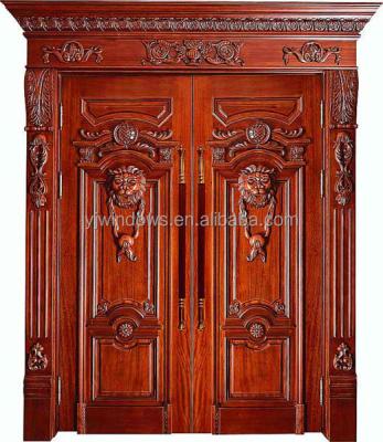 China Modern Antique Designs Double Solid Wood Main Door For Apartment for sale