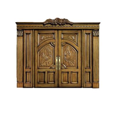 China New Design High Quality Modern Front Entry Double Door Solid Oak Wood For Hotel And Villa for sale