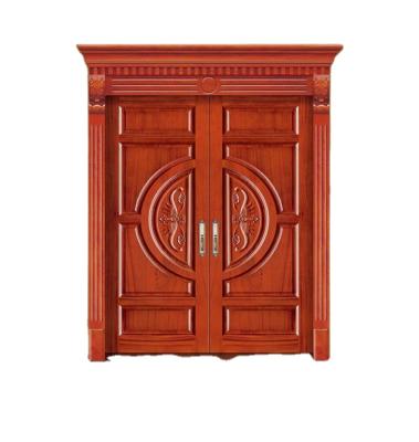 China Latest Modern Door Designs Solid Exterior Interior Double Glass Door Heavy Main Wood Teak Wood Front Dor Design for sale