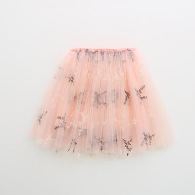 China New Design Embroidery Leaf Skirt Children Kids Bridesmaid Skirt Anti-static Girls Edge Soft Colorful Girls Short Dress for sale