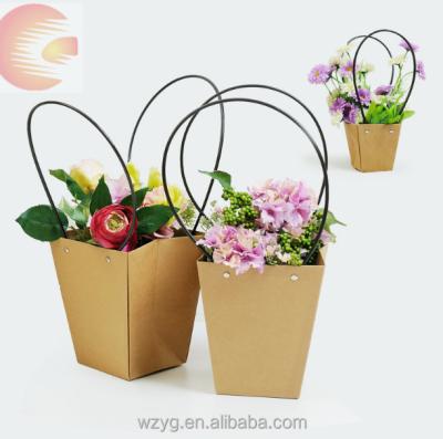 China Wholesale Moisture Proof Potted Plants Waterproof Flower Packaging Carry Kraft Paper Bag, Flower Packaging for sale