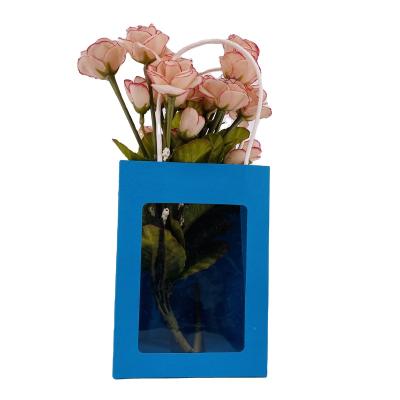 China Europe New Custom Small Flower Carry Bag Window , Paper Box With Window Flower Paper Packaging Bags for sale