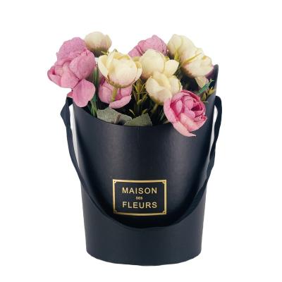 China New Recyclable Round Gift Box For Flowers , Gift Box Flower Set With Handle for sale