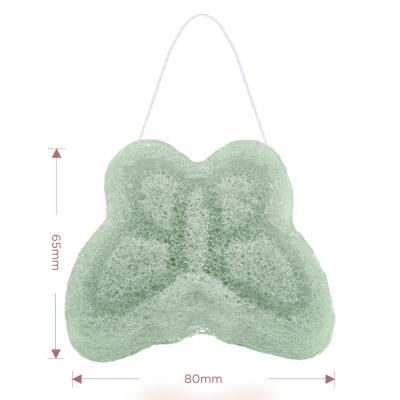 China EXFOLIATE butterfly green color natural detergent root facial exfoliating konjac facial and body konjac cleansing sponge for sale