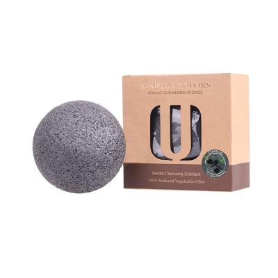 China 2021 latest wholesales 100% all natural charcoal root facial cleansing konjac sponge for sale