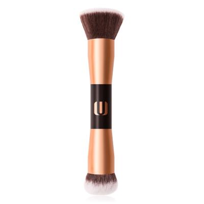 China Angular Blush Christmas Gift Private Label Double End Powder Foundation Bamboo Contour Brushes for sale