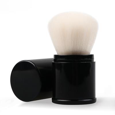 China Aluminum custom logo vegan private label kabuki brush black powder brush with sealed cover for sale