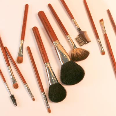 China Angular blush the original wooden texture brush make to install luxury soft dense makeup brushes wholesale for sale