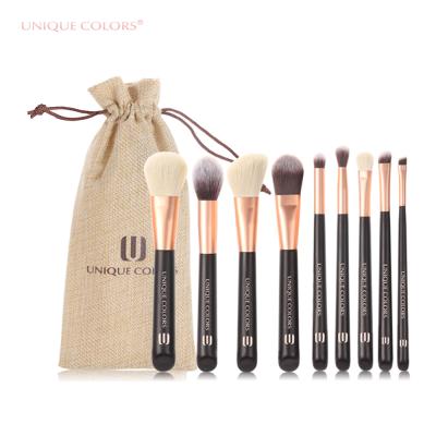 China Angular Blush Brush Factory OEM 9pcs Professional High End Cosmetic Makeup Brush Set for sale