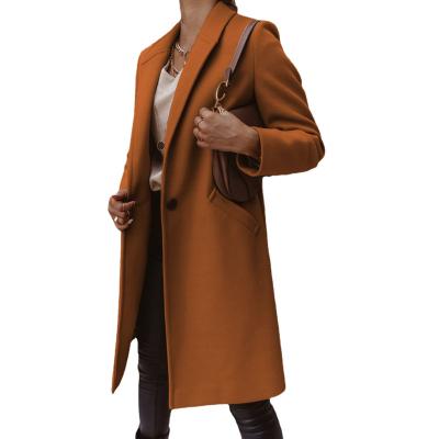 China Anti-wrinkle Custom autumn/winter solid color lapel medium length button-wool overcoat coat for sale