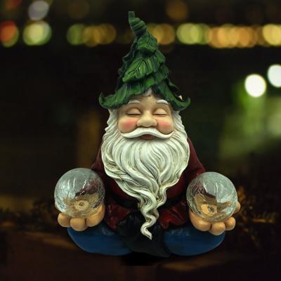 China Wholesale New Style Garden Decor Resting Meditating Resin Elf Gnome Waterproof Sitting Statue With Sunlight for sale