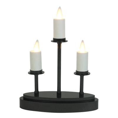 China New Arrive Flameless Hot White Plastic Kandelaar Candlestick 3 Pillar Flameless Swing Led Candlestick For Indoor Decor for sale