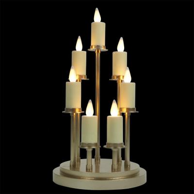 China 7 Pillar Custom Flameless Kandelaar Set Home Decorative Flameless Candlestick Plastic Led Candlestick For Candlelight Dinner for sale