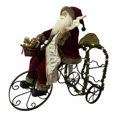 China With led & used as a wine rack & with 60cm Santa Ride On Tricycle 2020 New Creative Indoor Led Light Up Metal Riding Santa Wine Tricycle Christmas Table Decoration for sale