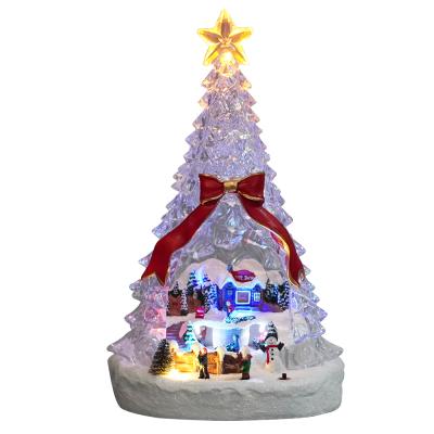 China Indoor Decor Led Lighted Crystal Christmas Tree Wholesale Christmas Indoor Christmas Scene Decor Led Lighted Crystal Acrylic Christmas Tree Animation for sale