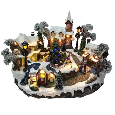 China Luminous Polyresin Christmas Village Musical Christmas House Decoration by Christmas Decoration for sale