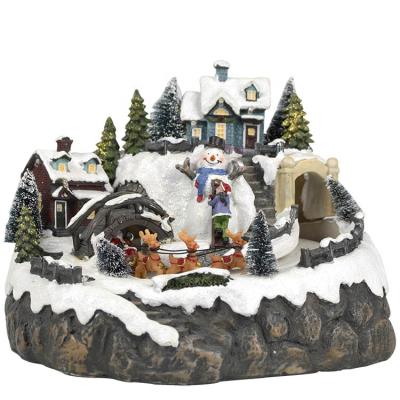 China Polyresin MELODY LED lighting and music mountain Lemax polyresin Christmas village scene Christmas decoration for sale