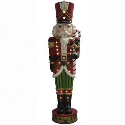 China Christmas Polyresin Large 6ft Multi Life Size Fiberglass Resin Musical Seasonal Decor Led Christmas Nutcracker With 8 Songs Music for sale