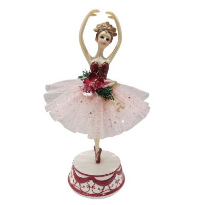 China Wholesale Large Ballerina Table Decor Plastic Hand Crank Operated Music Box with Dancing Ballerina for sale