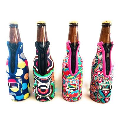 China 330ml Neoprene Waterproof With Zipper Opener Beer Bottle Covers Holder for sale