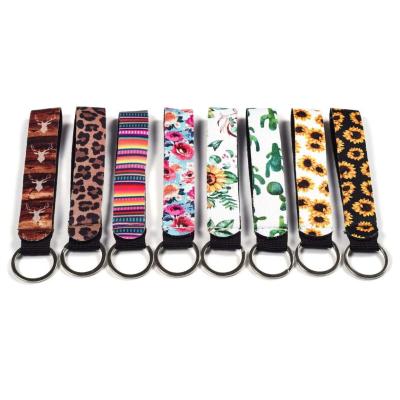 China Portable Wrist Lanyard Keychain Holder Lanyard Keychain Wristlet Lanyards Neoprene+Rubber Wristband Key Chain Hand Wrist Strap for sale