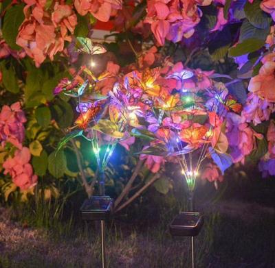 China Outdoor Waterproof Decorative Solar Garden Lights Butterfly Solar Lawn Lights Flower Lights for Patio Deck Access for sale