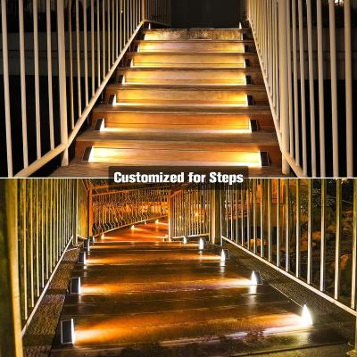 China Stylish and Modern Outdoor Waterproof LED Stair Lights Waterproof Solar Wall Led Stair Step Lights Light Control Garden Lamp for sale