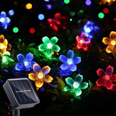 China Modern Solar Cherry Blossom String Lights Led Outdoor Patio Flower Lights Christmas Day Decorative Colorful Lights for sale