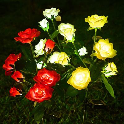 China Waterproof Outdoor Decoration Elegant Rose Flower Lights Decorative Landscape Solar Lighting Solar Garden Lights for Pathway Walkway for sale