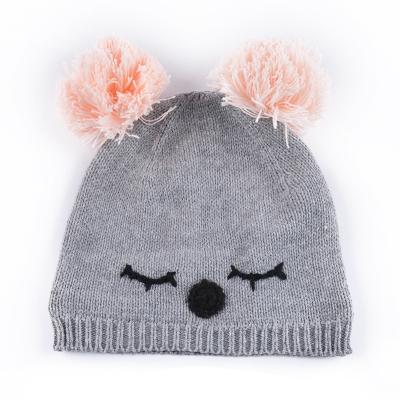 China New Fashion Autumn Winter Lovely Kid Warm Custom Pom Pom Beanie Hats For Kids for sale