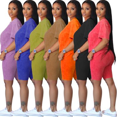 China Anti-pilling Two Piece Outfits For Women Summer 2022 Cotton Solid Color Casual Loose Plus Size T-shirt Shorts 2 Piece Sets for sale