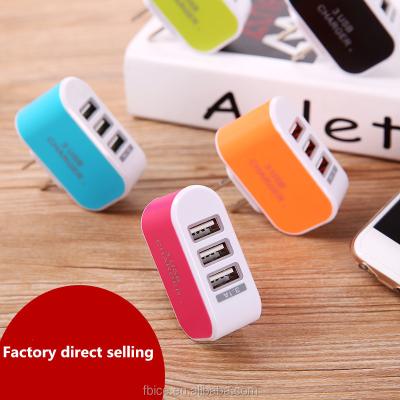 China Colorful Mobile Phone Tablet MP3 GPS 3USB Candy Chargers with LED Indicator Light for iPhone and Android Phones for sale