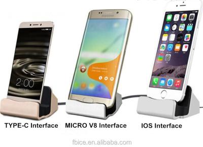 China Mobile phone IOS/Android/Type-C fast charger dock charge and data sync for iPhone Samsung xiaomi for sale