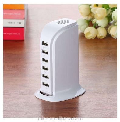 China Universal Mobile Phone Head 6 Port USB Travel Charger Wall Charger 5v 8A Fast Charging Fast Charger for sale