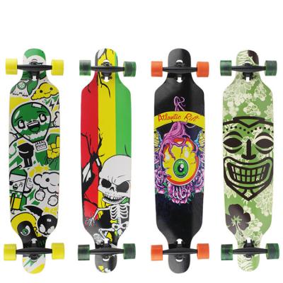 China Outdoor Activities Outdoor Good Quality Drop Down Long Skate Board Maple Wood 4 Wheels Clear Long Skateboard for sale