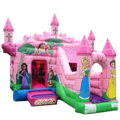 China Outdoor Entertainment Enchanted Bounce Slide, Inflatable Princess Castle Slide, Pink Combo Castle Slide for sale