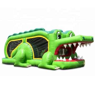 China Entertainment 8m Long Outdoor Organized Mini Crocodile Obstacle Course, Outdoor Kids Jumping Bouncer With Funny Obstacles for sale